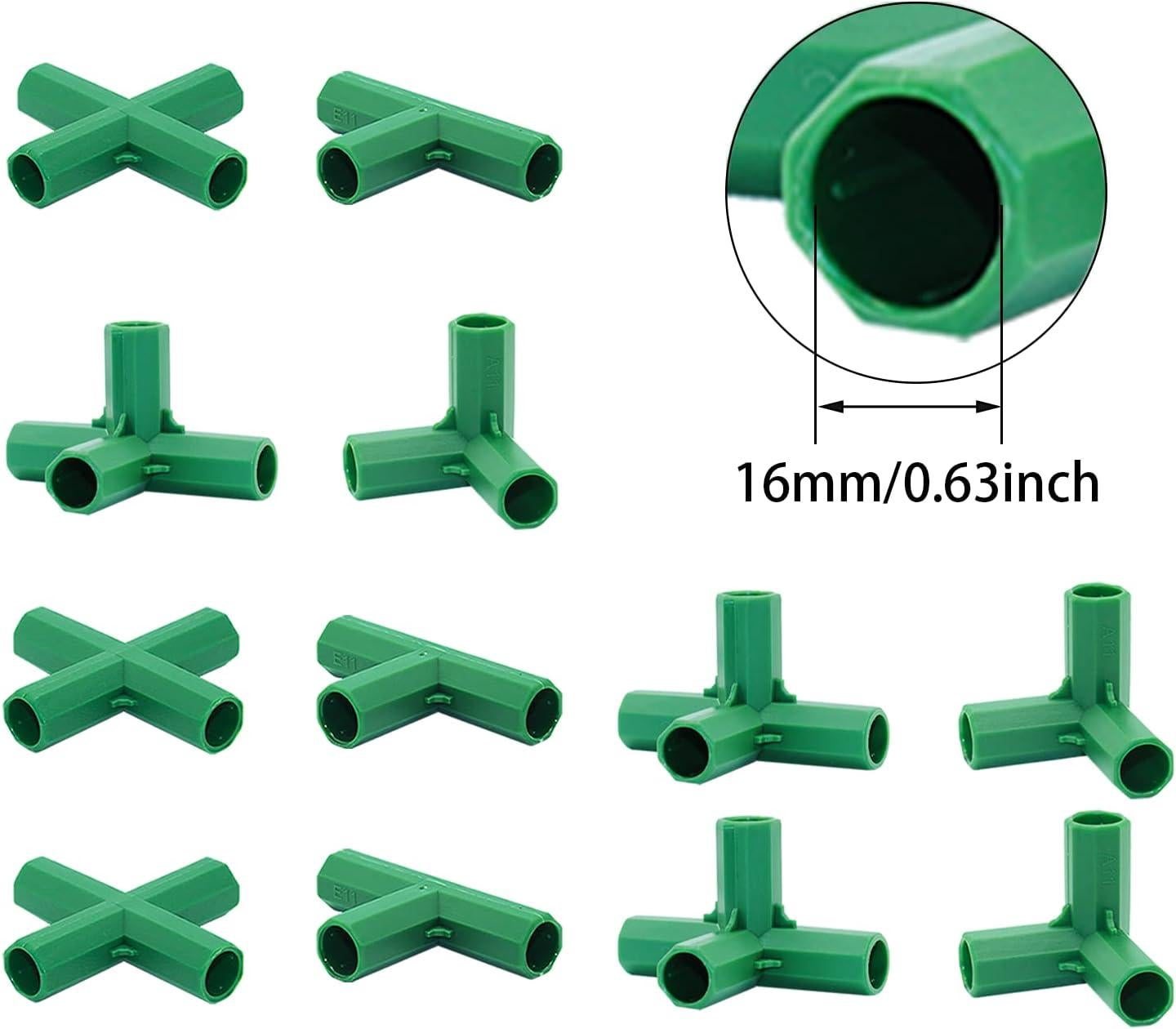 16 pièces Raccords de Tubes pour Cadre de Jardin - Connecteurs Stables pour Serre en Plastique - Compatible Treillis Vigne, Jardinage - 16 mm - 2