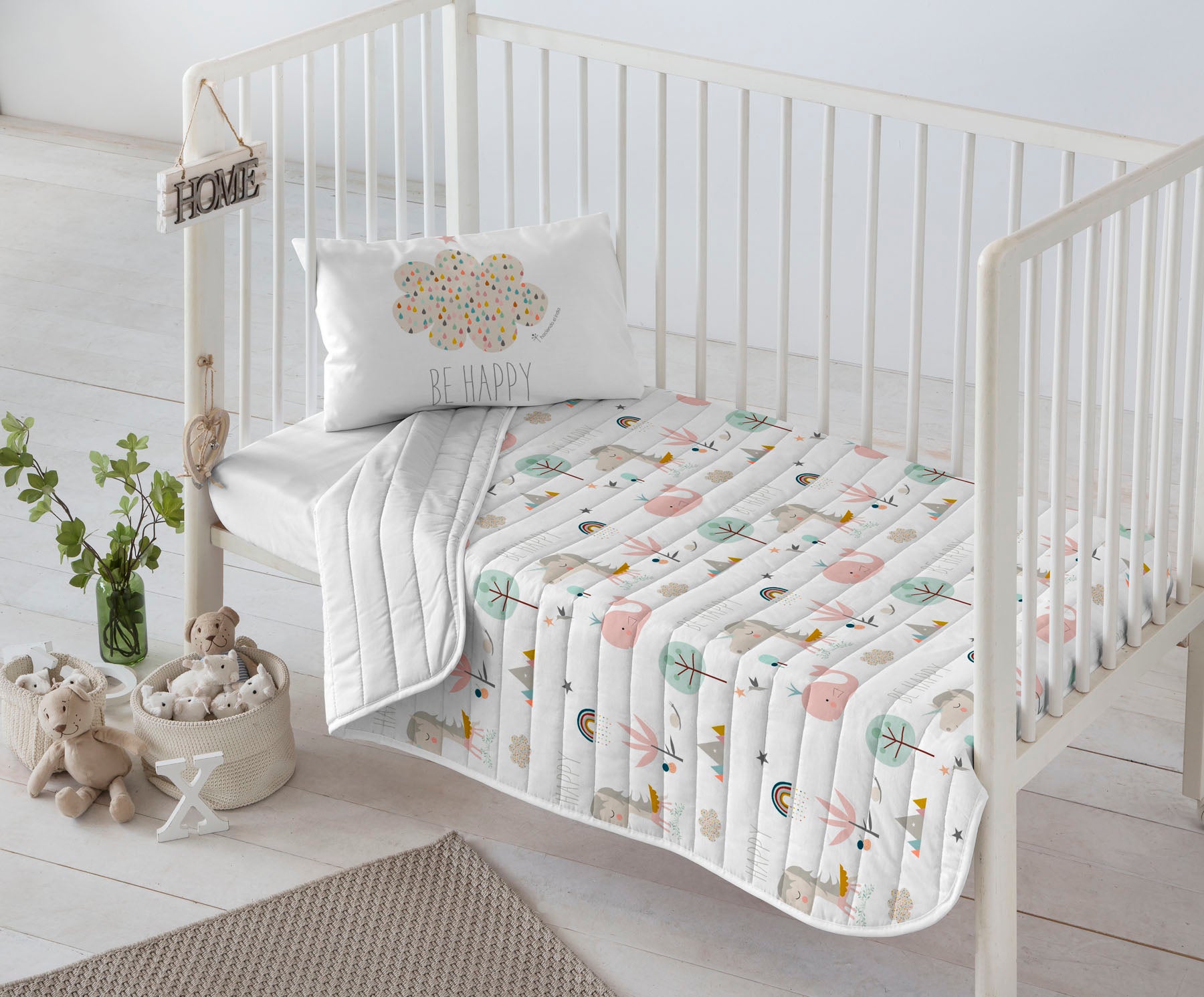 Haciendo el Indio - Couvre-lit Bouti Réversible Imprimé - Berceau/Maxi-berceau - Enfant - 70 grammes avec toucher plume - 110x130 cm - Rainbowland - 4