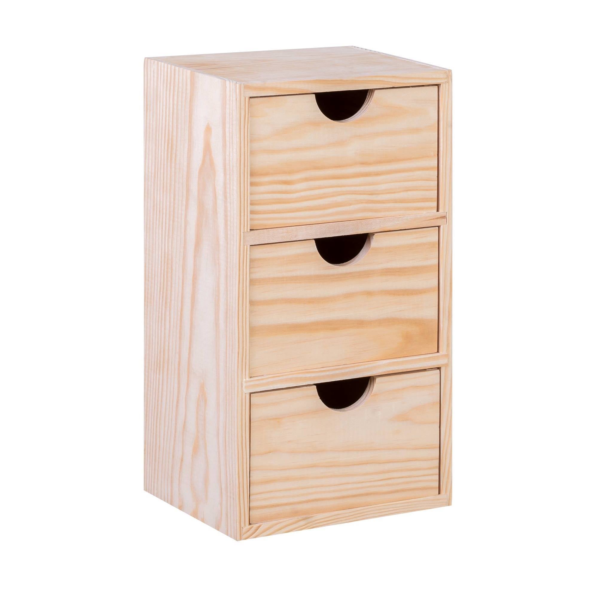 Comodino In Pino Con 3 Cassetti | Maniglie Metalliche | Design Moderno E Funzionale | 56x40x36 Cm