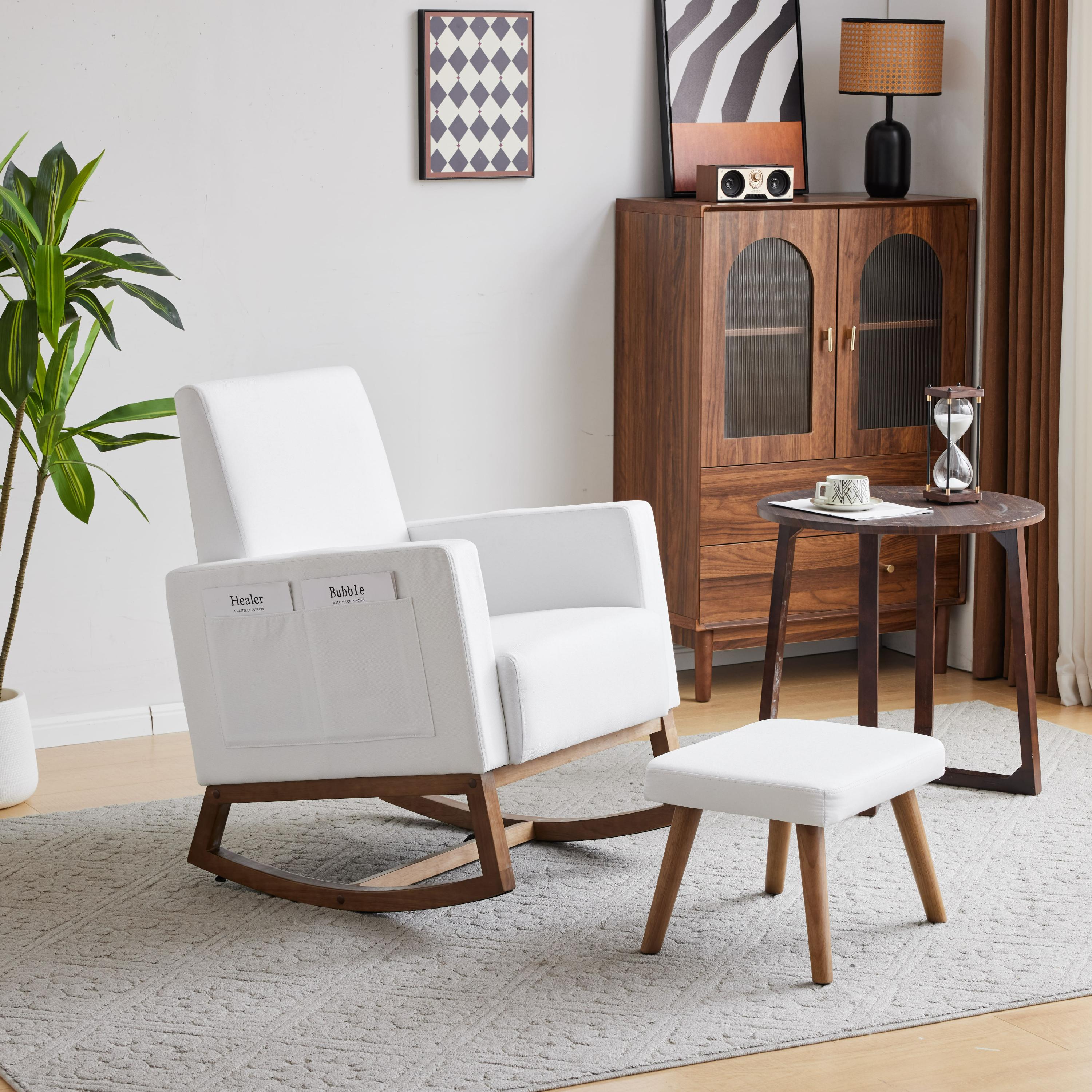 Fauteuil à Bascule Avec 1 Repose-pieds,gris - Fauteuil