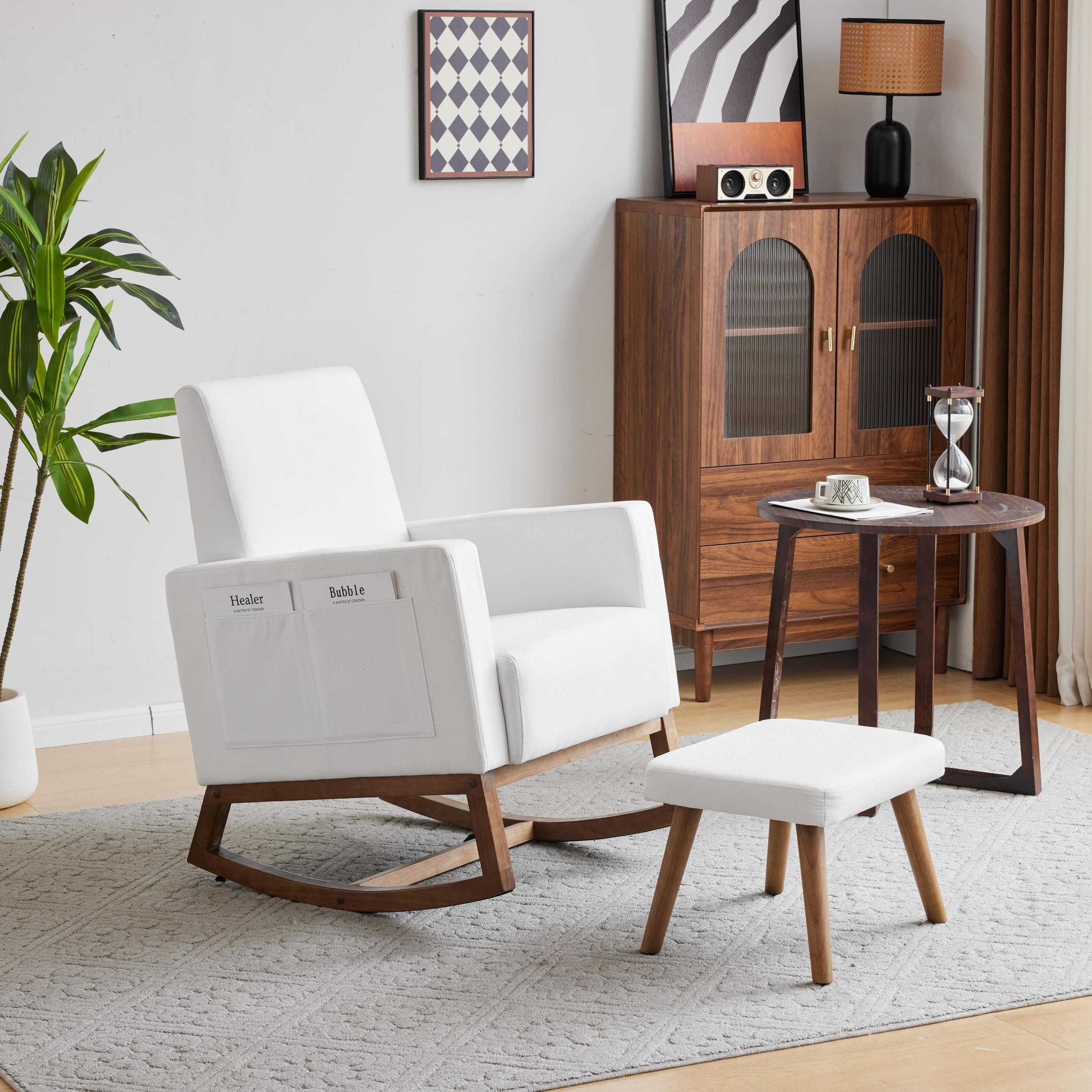 Fauteuil à Bascule Avec 1 Repose-pieds,gris - Fauteuil Fauteuil à Bascule Avec 1 Repose-pieds,gris - Fauteuil