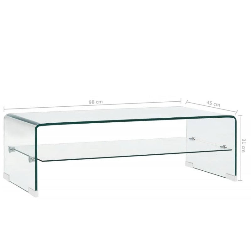 Table basse Clair 98x45x31 cm Verre trempé - 5