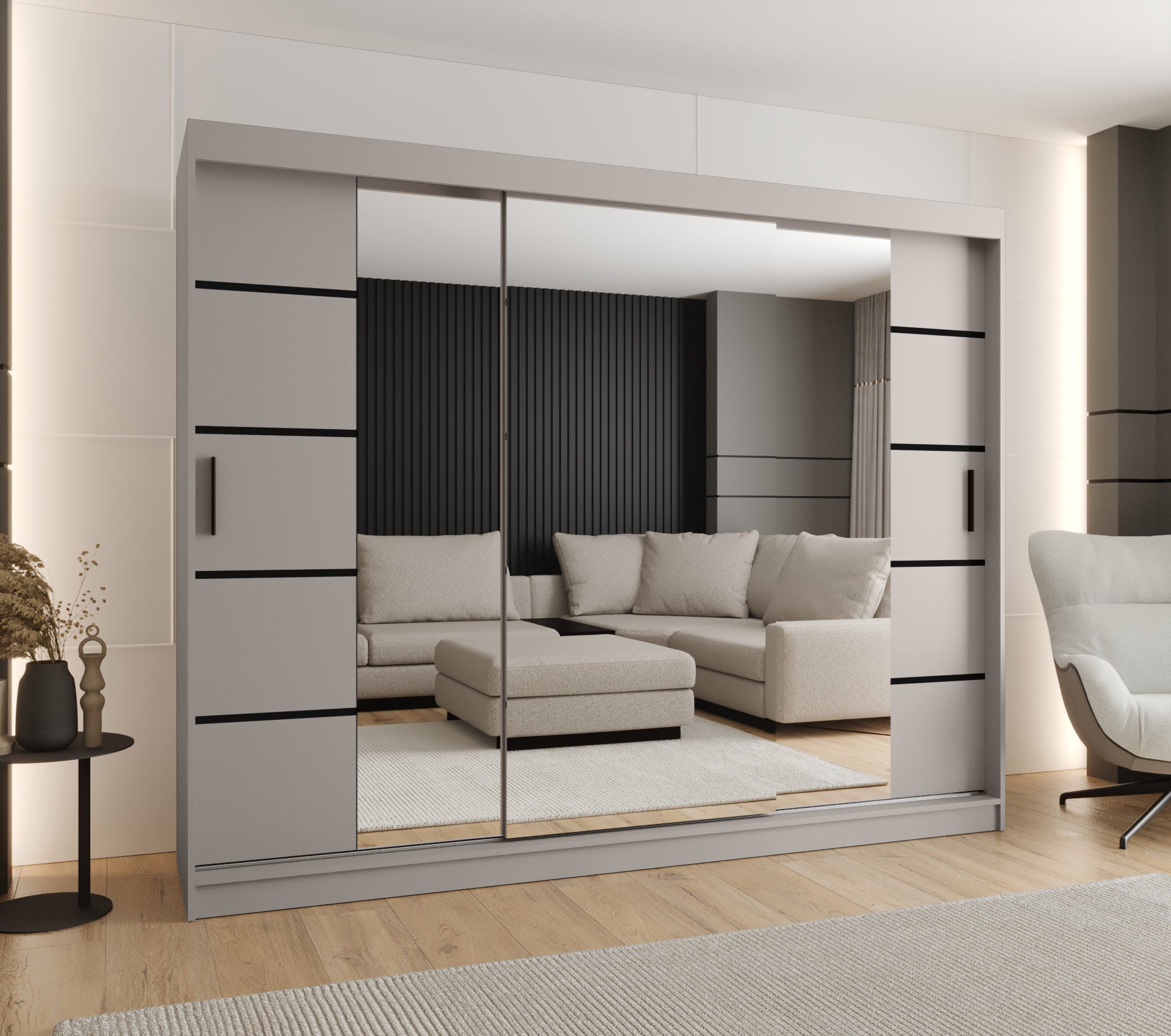 Szafa przesuwna garderoba RUBINO V4 250 x 62 x 200 cm Kaszmir - 2