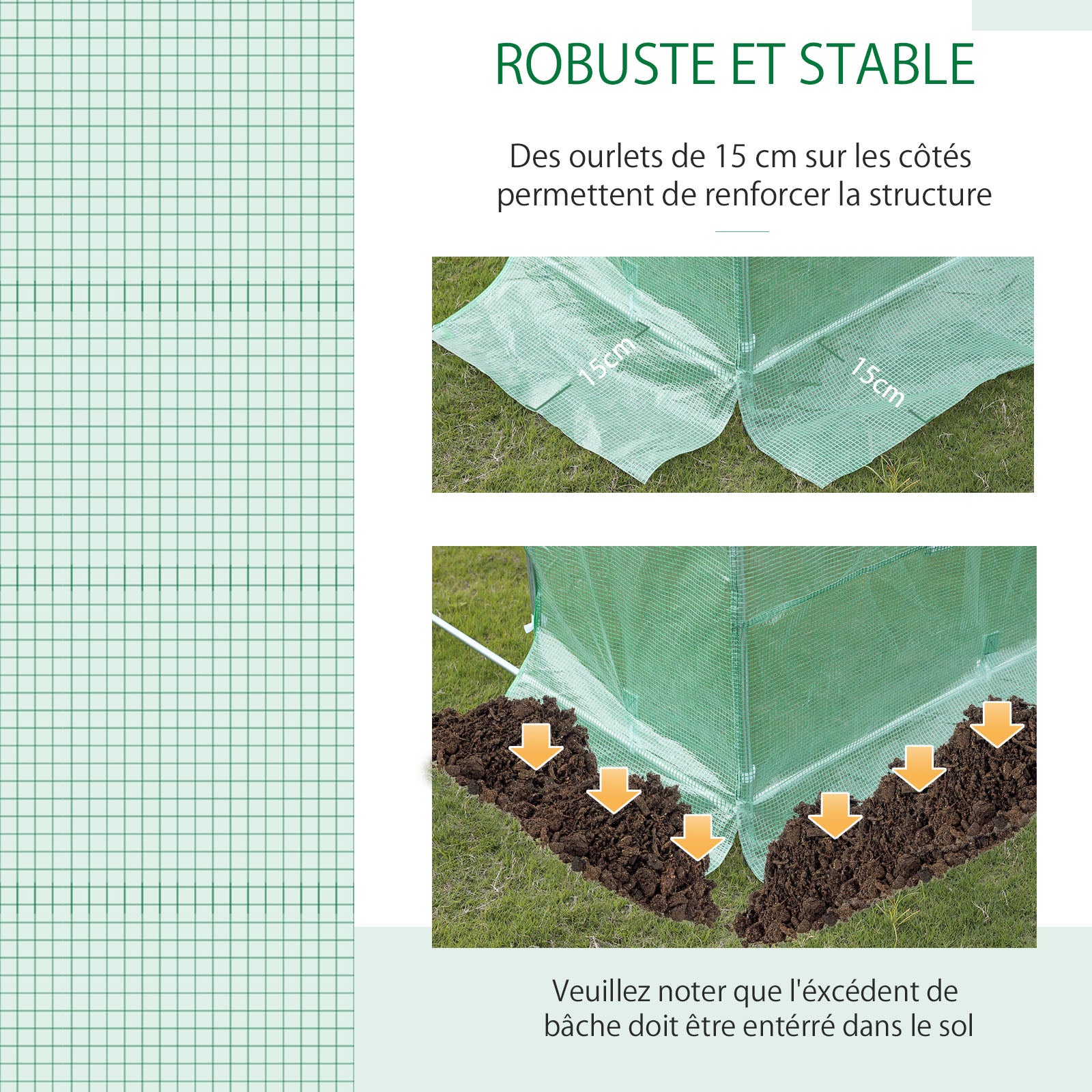 Bâche de Rechange Serre Tunnel 18 m², bâche 6 x 3 x 2 m PE Anti-UV imperméable 12 fenêtres + Porte Enroulable zippée vert - 8