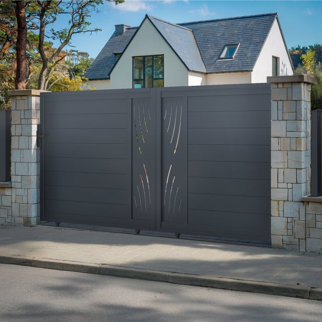 Portail coulissant 3m VELETA H.160cm aluminium gris