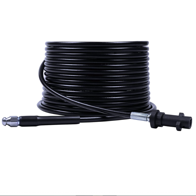 Kit De Nettoyage Canalisations Pour Nettoyeur Haute Pression - Tuyau Flexible 15 M, Buse 4 Jets - Compatible Karcher, Lavor, Parkside