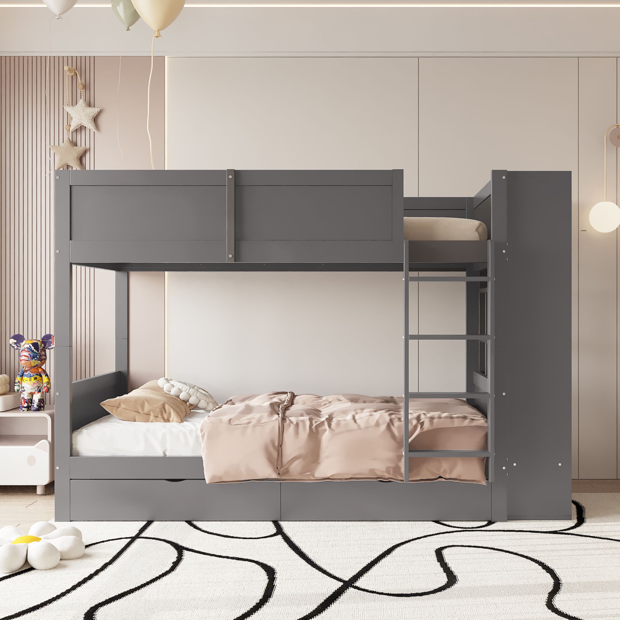 Letto a castello per bambini - 90 x 200 cm + 140 x 200 cm - con scala