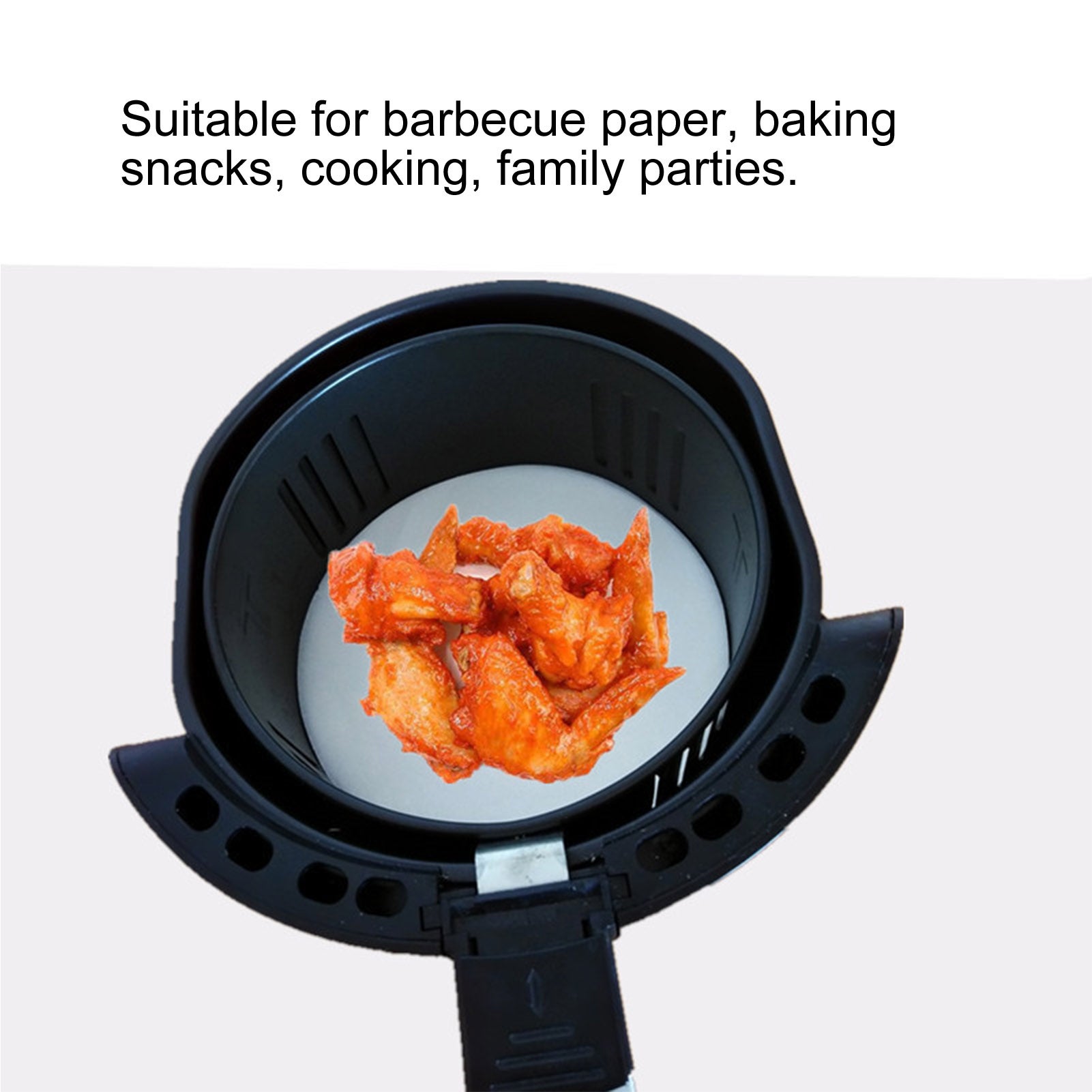 Carta antiaderente assorbente per olio, 100 pezzi, rotonda, per barbecue, friggitrice, padella profonda (18 cm) - 3