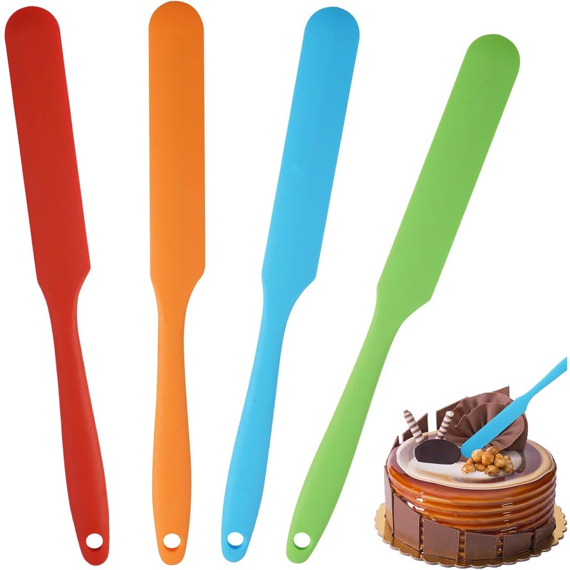 Zestaw 4 kolorowych silikonowych szpatułek – żaroodporna, nieprzywierająca, nietoksyczna szpatułka do ciasta – zestaw do kuchni domowej