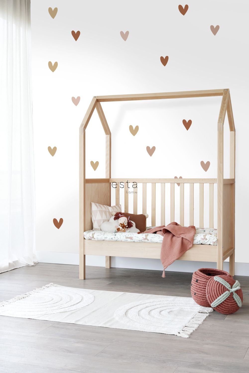 Adesivo da parete cuori terracotta, rosa e beige - 47.5 x 66 cm - ESTAhome - 5