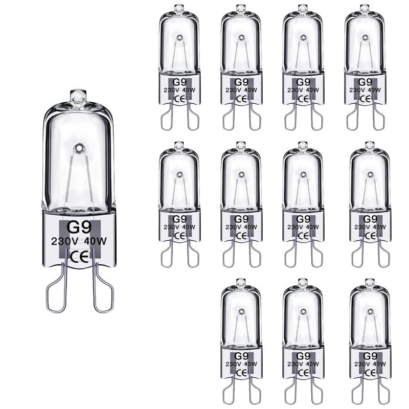 Żarówka halogenowa G9 40W, ściemnialna, 230V, do piekarnika i mikrofalówki, lampa stołowa, 12 szt.