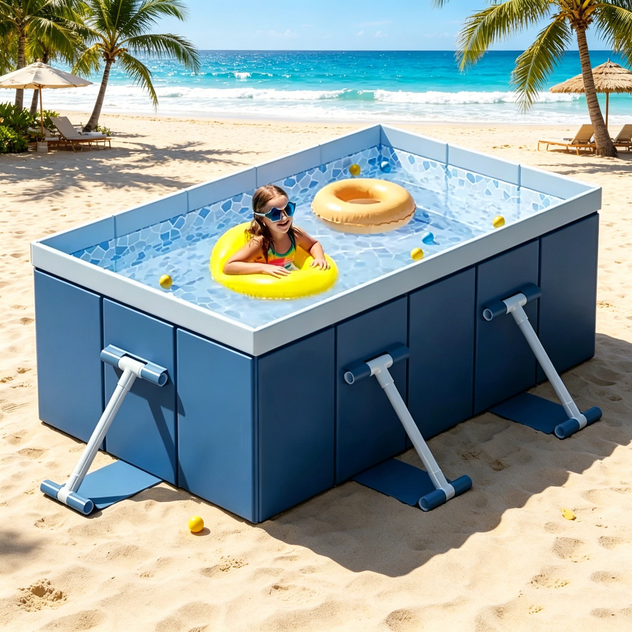 YM INTERNET – Piscine en tissu à cinq couches, épais et résistant à l'usure ; piscine durable pour terrasse, modèle de 2,1 mètres. - 9