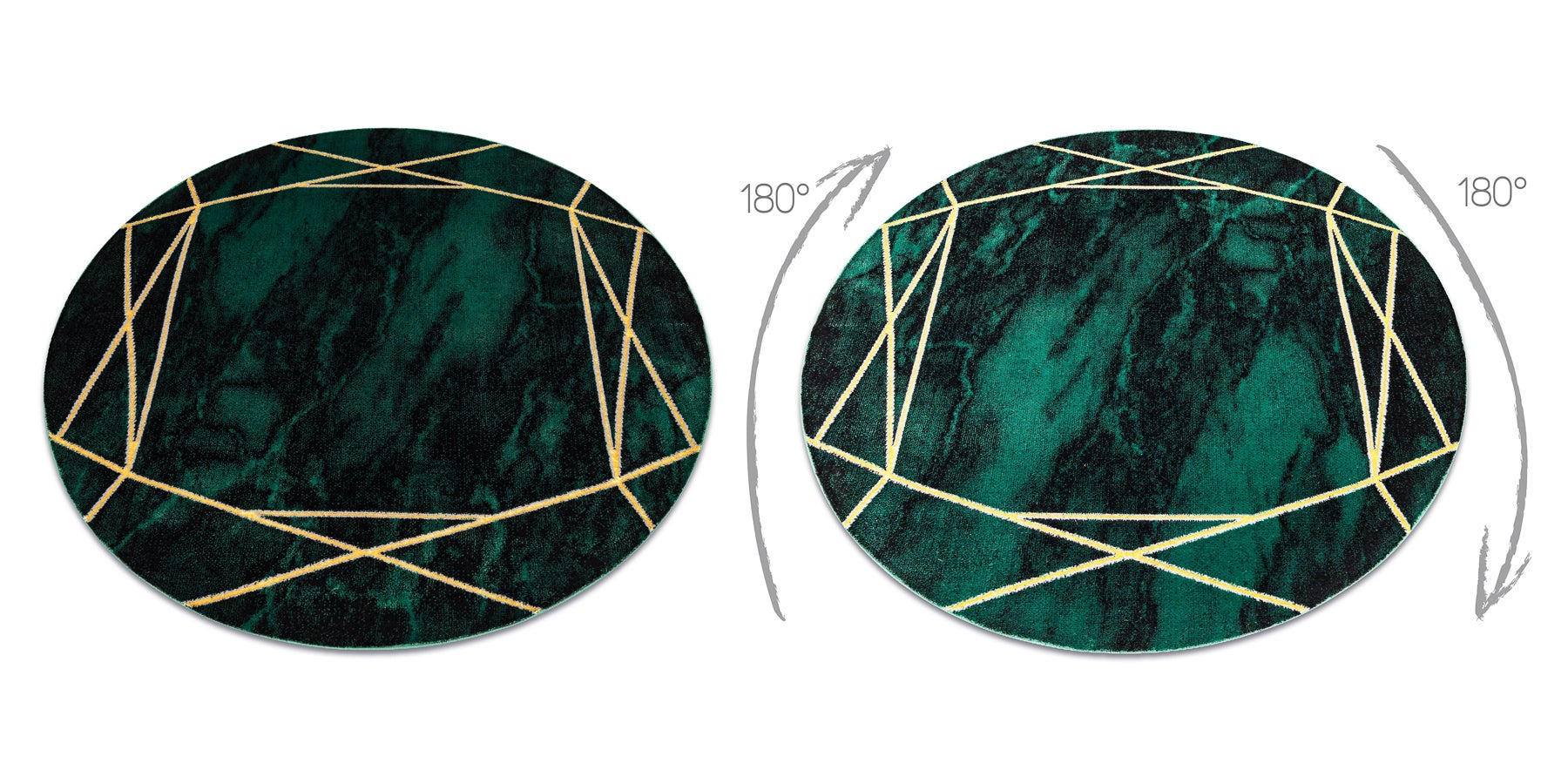 Dywan EMERALD ekskluzywny 1022 koło - glamour, stylowy marmur, geometryczny butelkowa zieleń / złoty koło 200 cm - 2