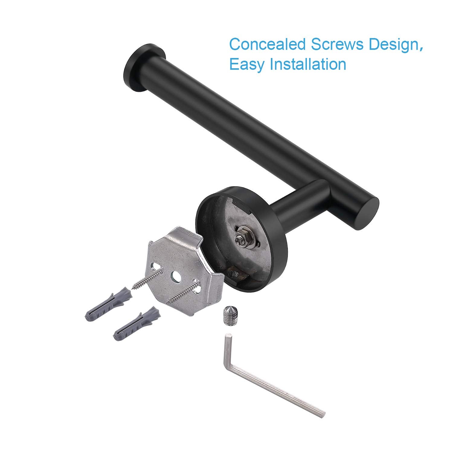 Porte Papier Toilette, Support Mural Rouleau Papier Toilette en Acier lnoxydable, Devidoir Papier Toilette Mural pour Salle de Bain et Cuisine, Noir - 6