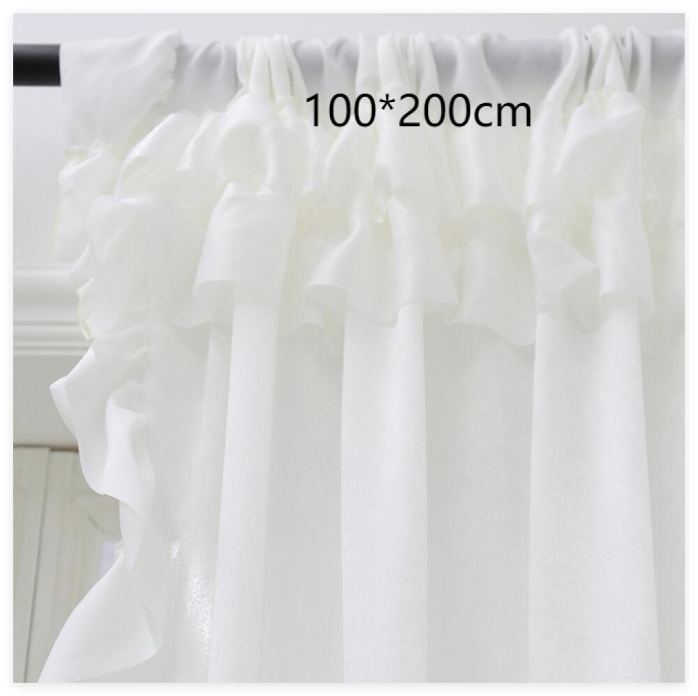 Cortinas con volantes de terciopelo francés blanco (100 x 200 cm) para balcón y sala de estar Producto terminado - 2