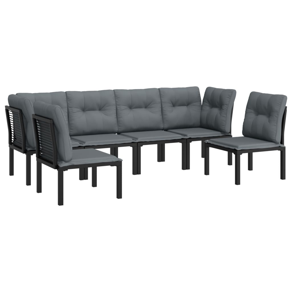 Maison Exclusive - Set Salotto da Giardino 6 pz in Polyrattan Nero e Grigio - 3