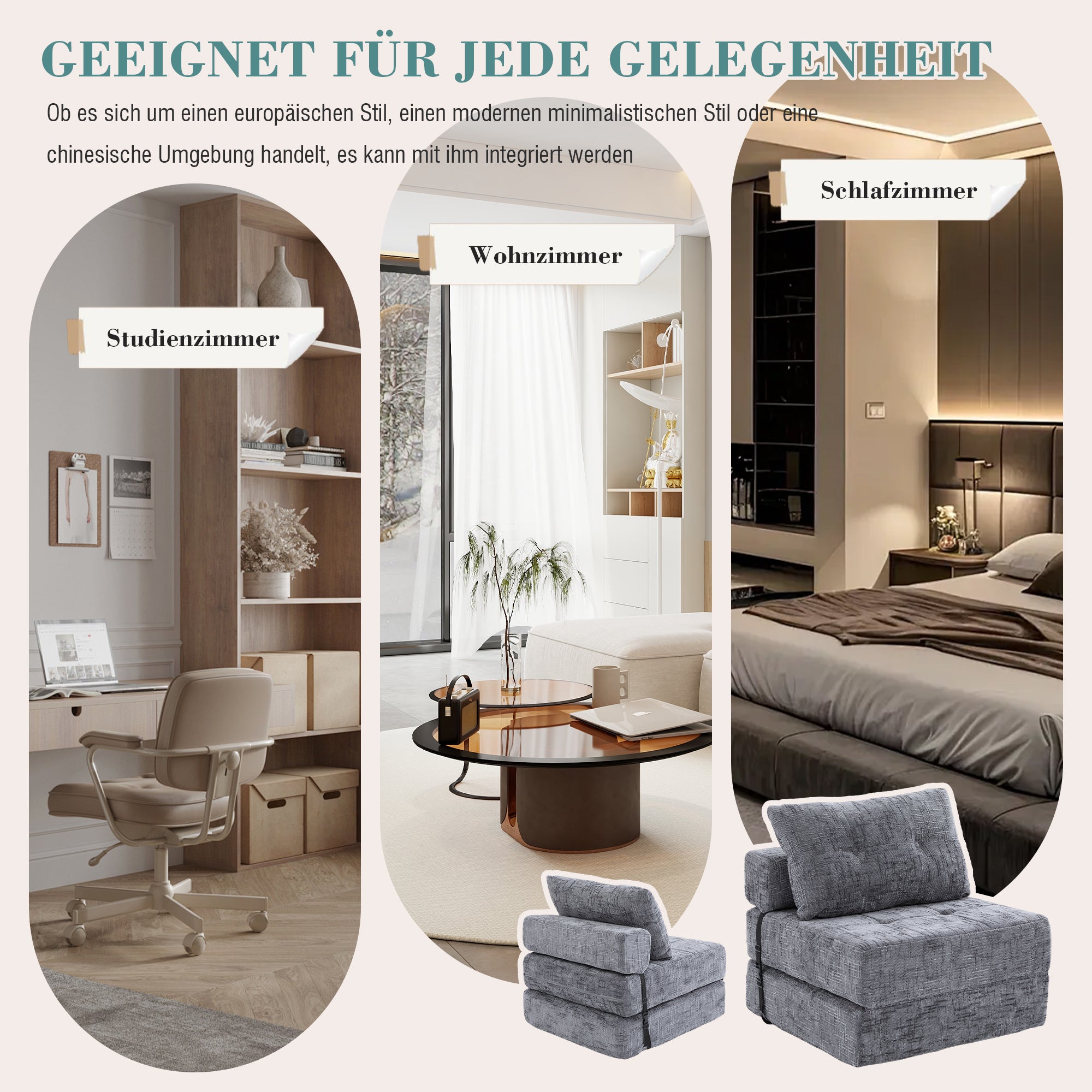Canapé-lit pliable, canapé-lit avec coussins, matelas pliable avec dossier, canapé pliant portable, canapé de sol confortable pour salon et chambre - 7