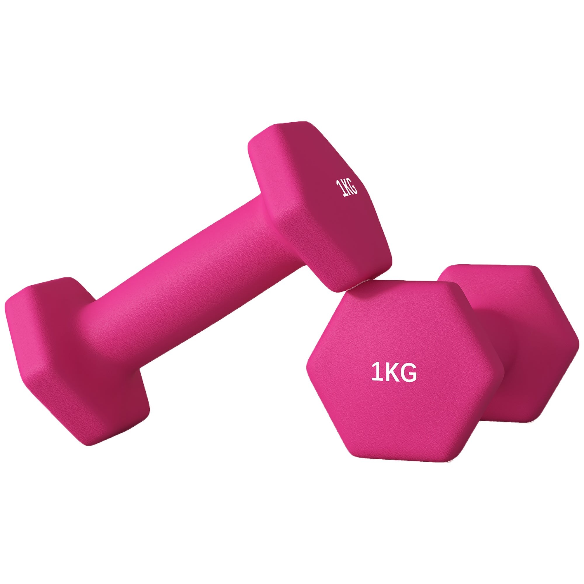 SPORTNOW Set Di 2 Manubri Esagonali 3 Kg Ciascuno - Pesi Rosa, Antiscivolo Per Fitness A Casa