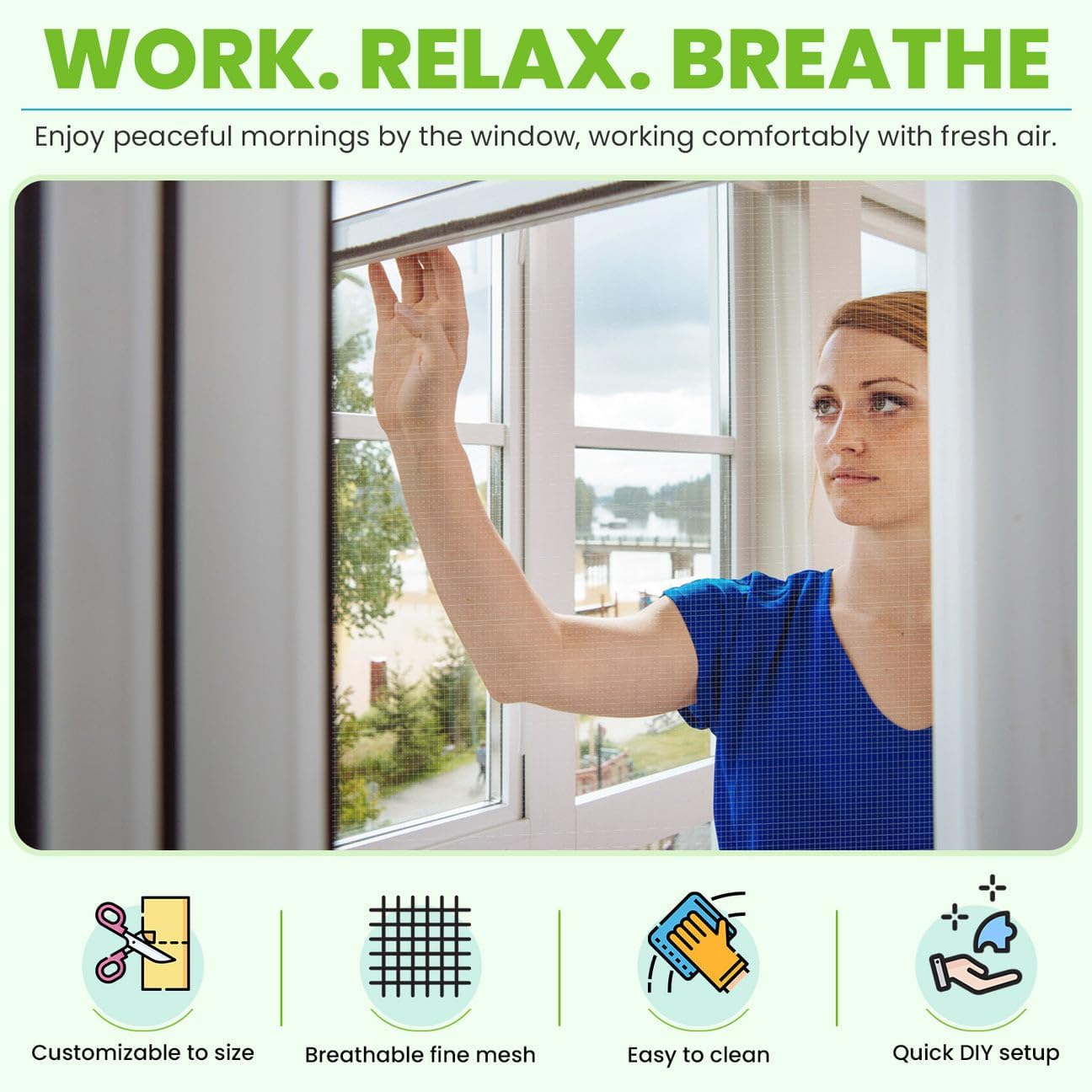 Mosquitera universal transparente lavable | Mosquitera ajustable, autoensamblable, tamaño máximo de ventana: 150 x 200 cm (paquete de 1, blanca) - 2