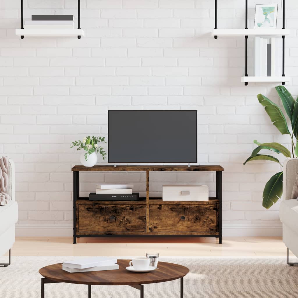 Mueble De TV 2 Puertas Y 2 Nichos En Madera De Acacia, Patas De Metal