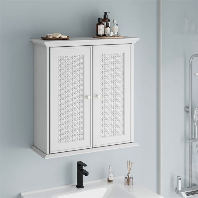 Armadietto da bagno Spirich da parete con ante, armadietto sospeso in Armadietto da bagno Spirich da parete con ante, armadietto sospeso in