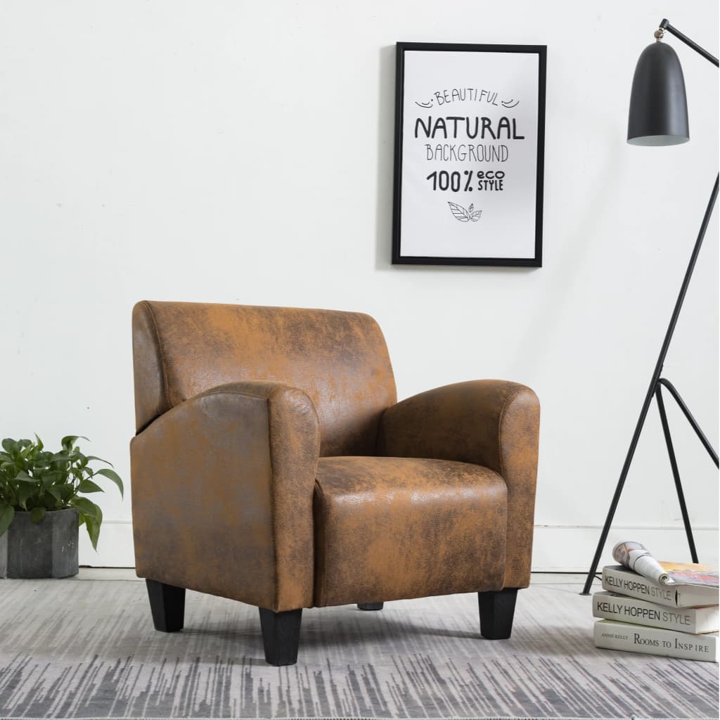 Silla de piel sintética marrón