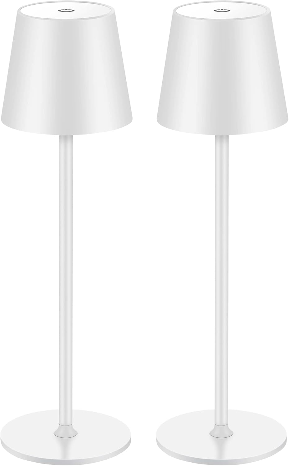 Biała bezprzewodowa lampka biurkowa, 10 x 10 x 38 cm, 2 diody LED, akumulatorowa, dotykowa, idealna do restauracji, sypialni i barów, 5200 mAh