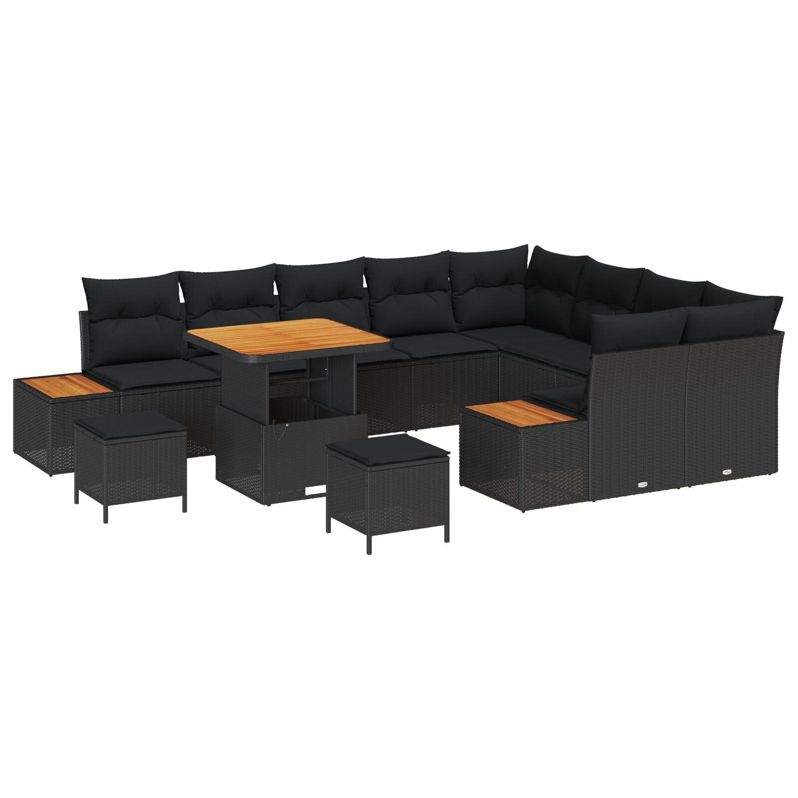Zestaw Sof na Ogród 12 pcs Czarny polirattan vidaXL