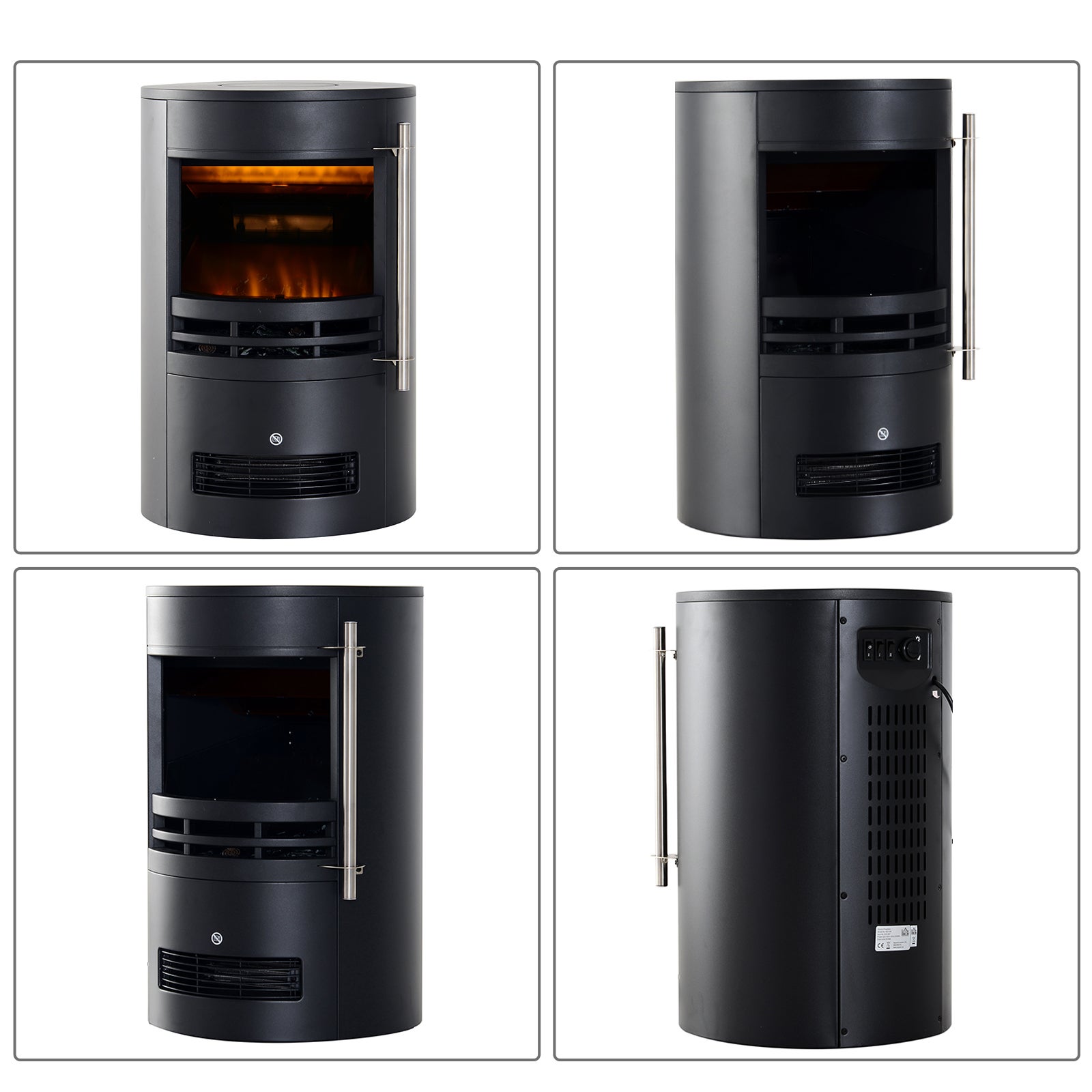 Cheminée électrique avec fonction de chauffage, effet flamme LED, cheminée décorative 900/2000 watts, poêle-cheminée électrique, noir. - 8