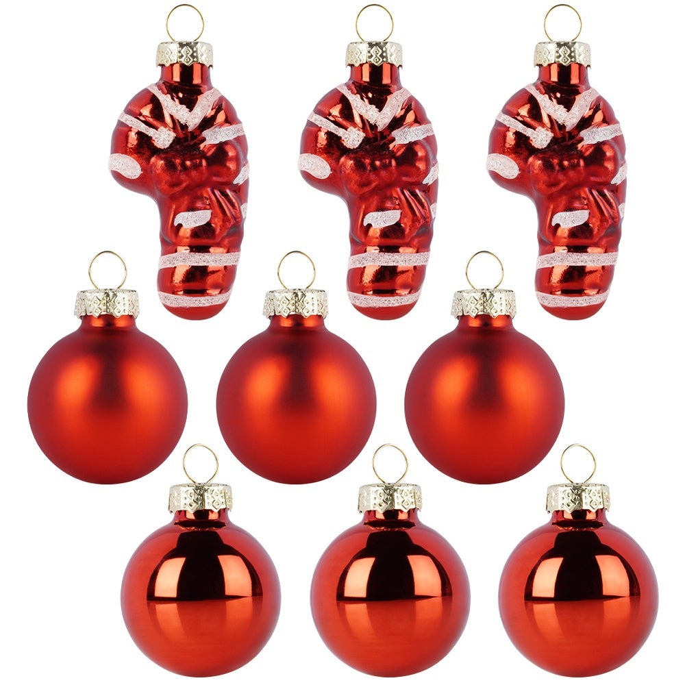 Bombki choinkowe szklane czerwone 3 cm 9 szt.