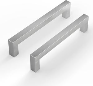 MANIGLIA PER MOBILI MANIGLIE MANIGLIETTE QUADRATE ACCIAIO LUCIDO Satinato 96 128 160 224 320 - Foto 8