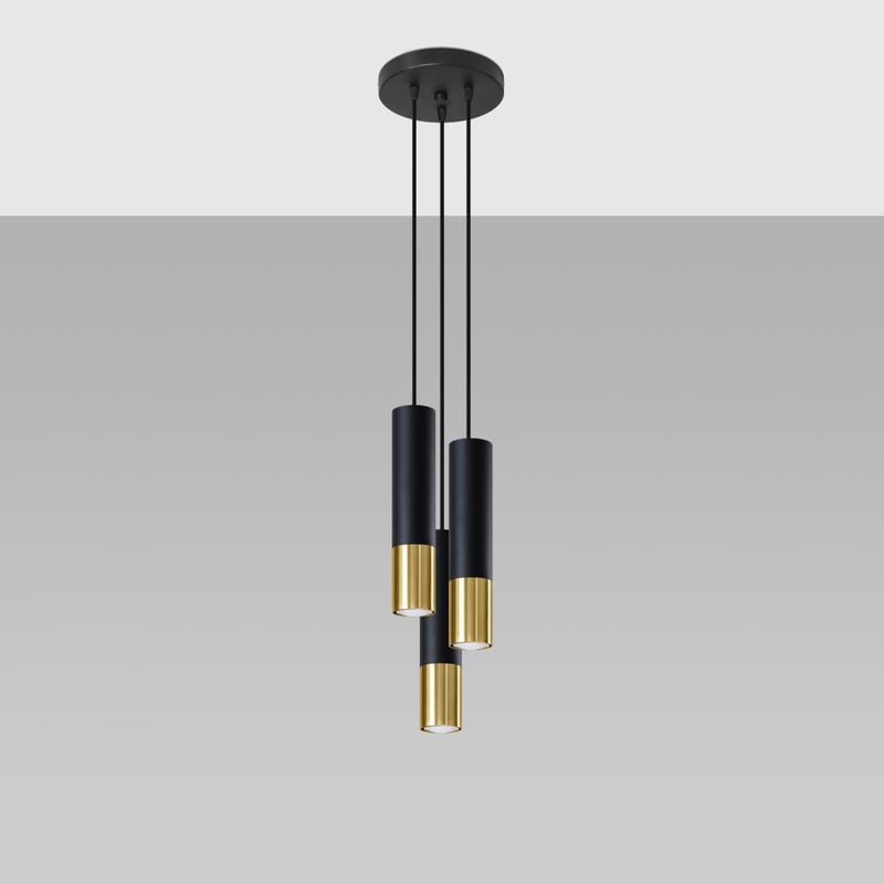Lampa wisząca ZARPEX 3P czarny/złoty LED 4000K - 20x20x90cm Sollux
