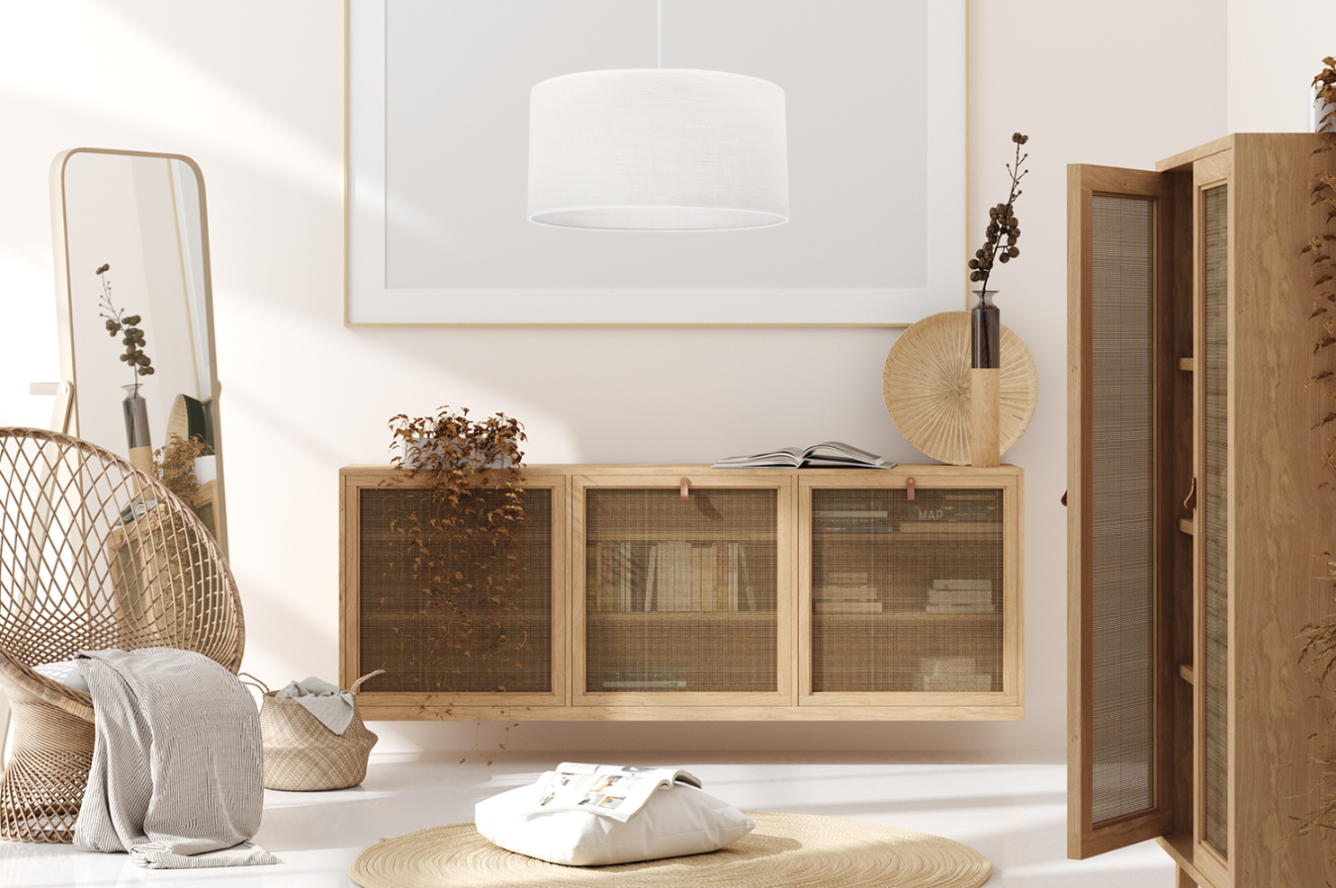 Lampa sufitowa wisząca Juta biała boho 1xE27 abażur okrągły 35cm biały Light Home LH - 4