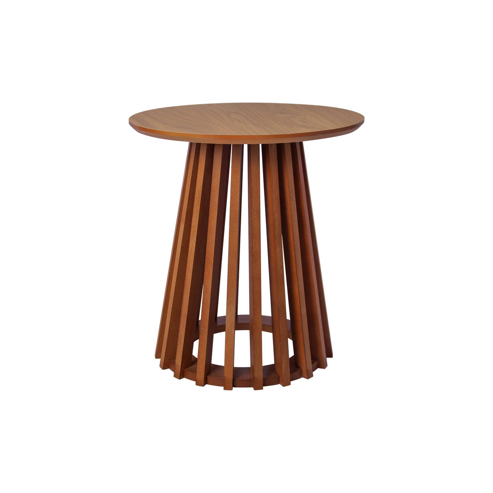 Set de 2 tables basses rondes plateau effet bois noyer et pieds en bois de sapin. Ø40cm et Ø60cm CLARA - 6