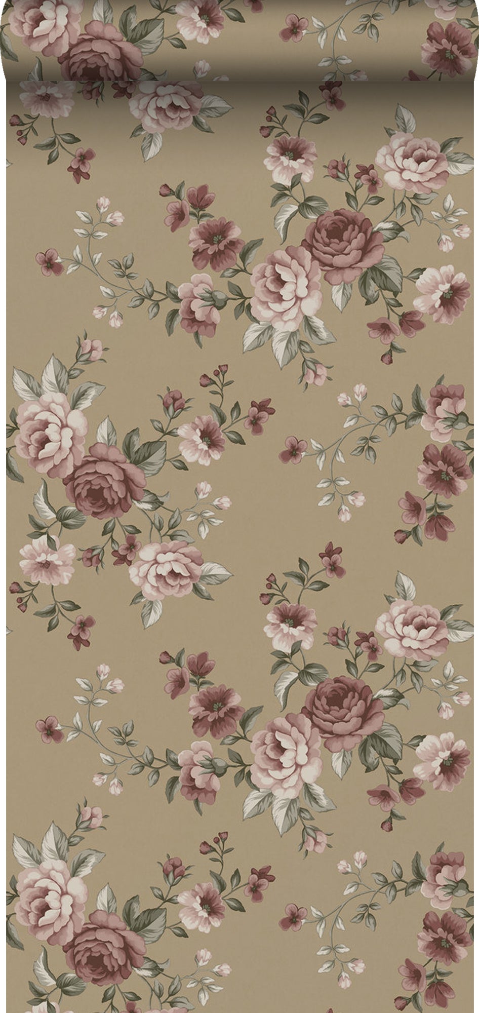 Tapeta kwiaty brązowym - 53 cm x 10.05 m - BORASTAPETER