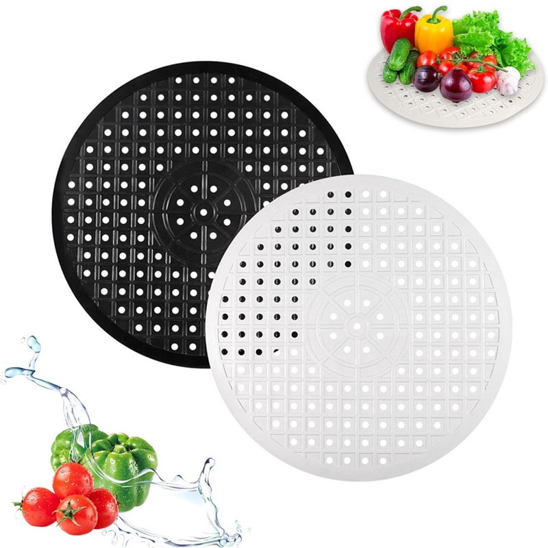 Zestaw 2 mat pod zlew 30 cm, biało-czarne, okrągłe, akcesoria kuchenne, ochraniacze na zlew, podstawki, maty gumowe