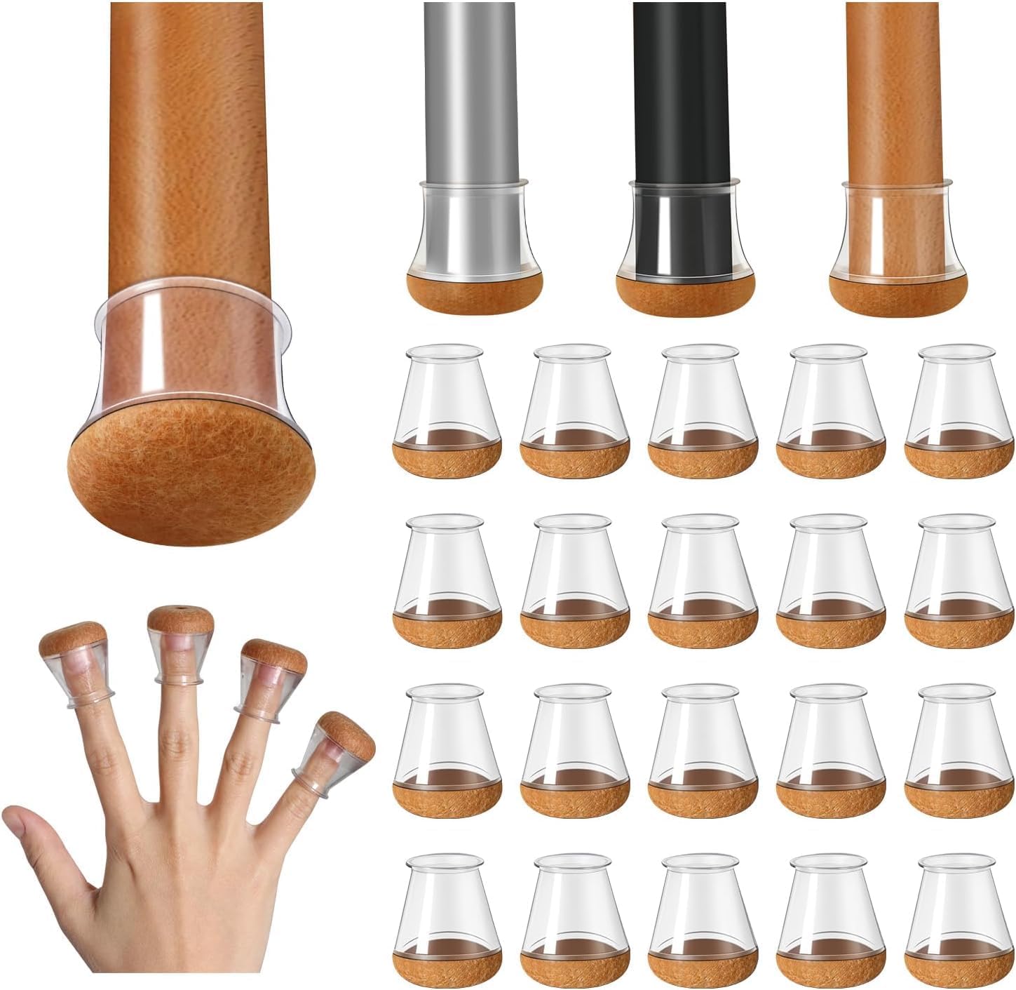 24pcs Protection Pied De Chaise, Embouts De Pieds De Chaise, Protecteurs De Sol En Silicone, Patins En Feutre Pour Chaises, Reduire Le Bruit éviter Les Rayures Résistants à L'usure Noir(20.1-30mm