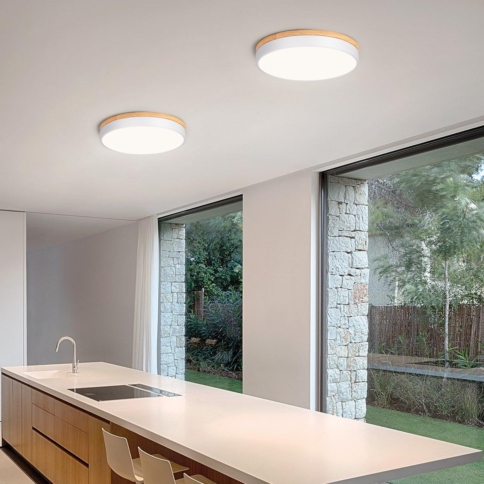 Plafoniera LED, plafoniera moderna rotonda in metallo 36W, 3 temperature di colore, 40cm, bianco - 9