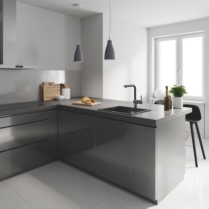 Grohe K700 Evier de Cuisine à encastrer par dessous Quartz Noir Granite 533 x 457 (31654AP0) - 7
