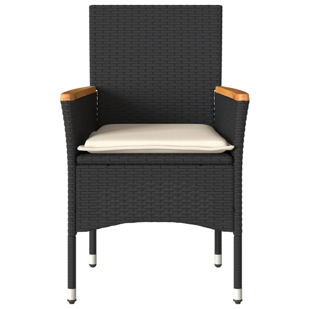 Chaises de jardin avec coussins 2 pcs noir résine tressée - 5