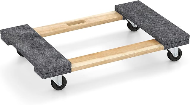 Chariot de Transport à 4 Roues Universelles 77x47 cm,Chariots à roulettes Bois d'Acacia pour Meubles