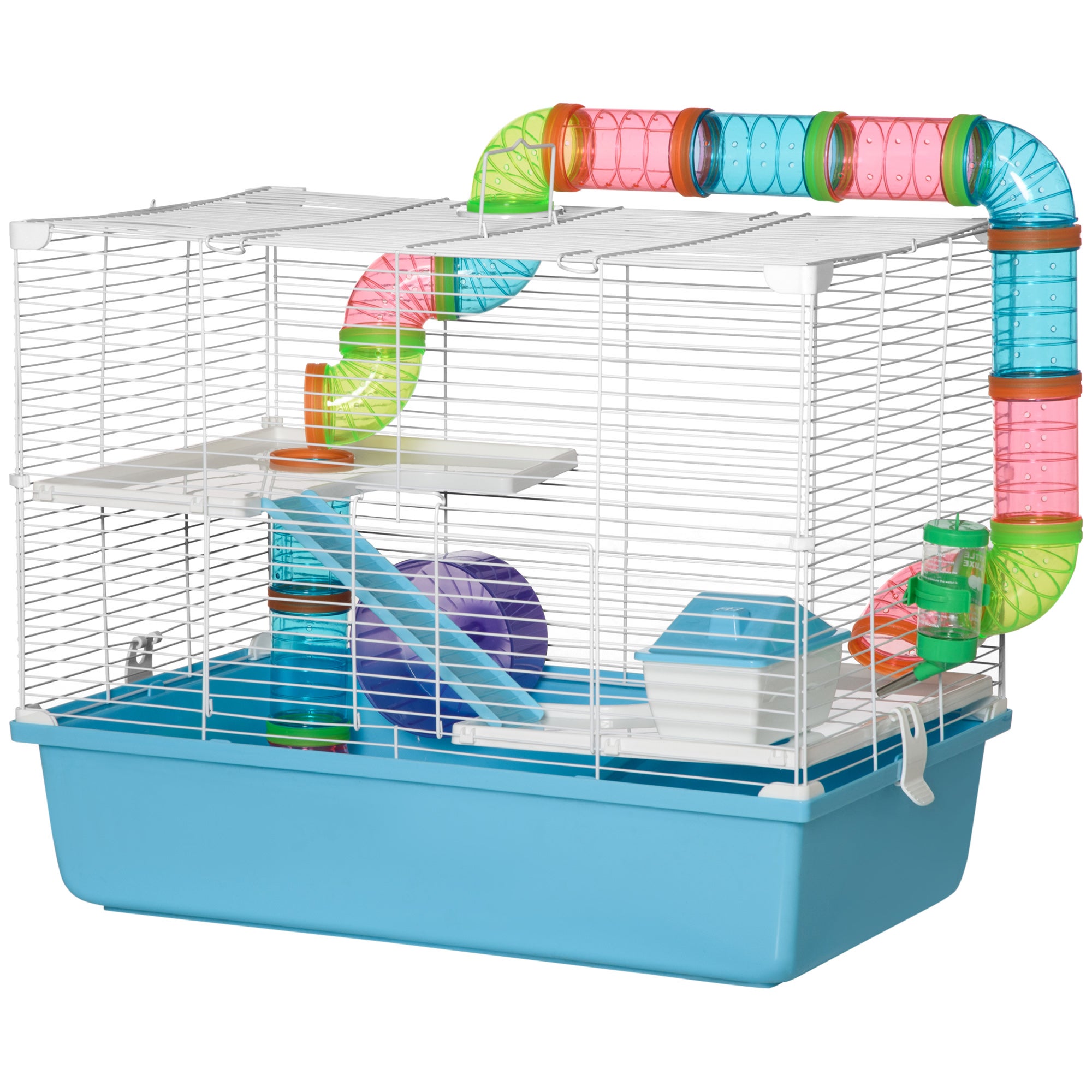 Cage hamster 3 niveaux petite maison tubes cassette eau roue hamsters ...