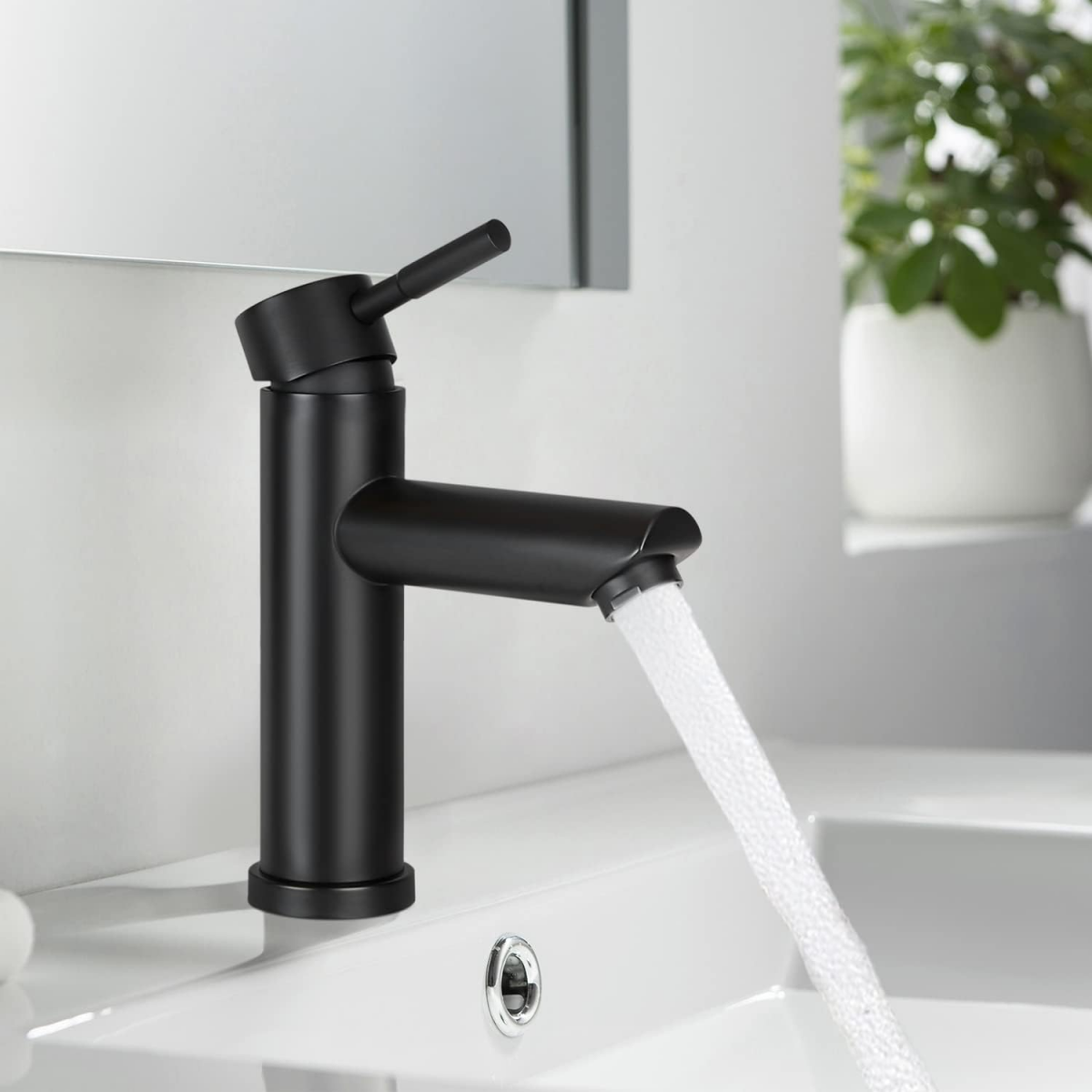 Baterie monocomandă ZMH Black pentru chiuvetă, oțel inoxidabil