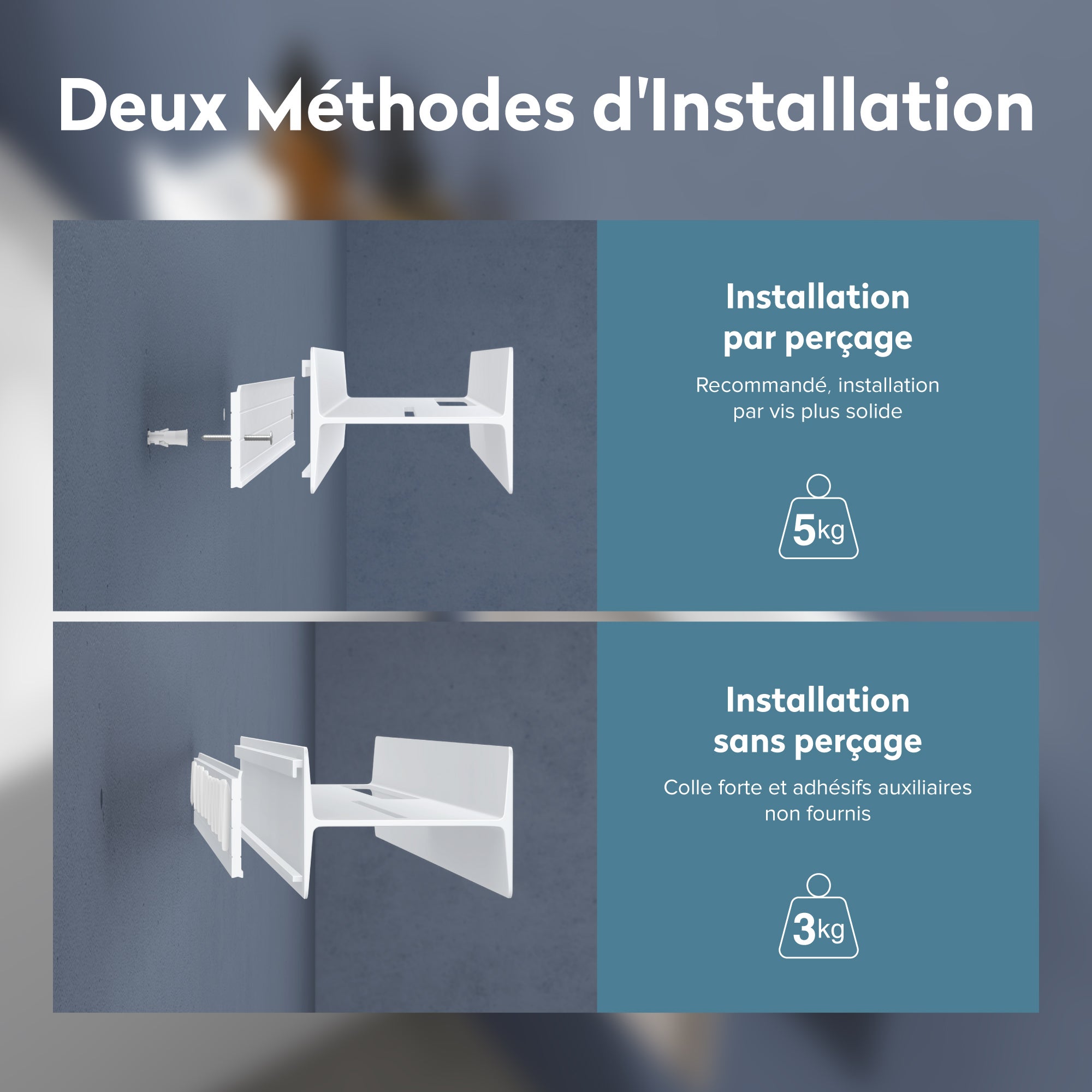 doporro Serviteur de Douche Mural Amovible avec Porte-Serviettes Étagère Douche Blanc Mat Organisateur de Toilettes pour Salle de Bain Reglo-03 - 7