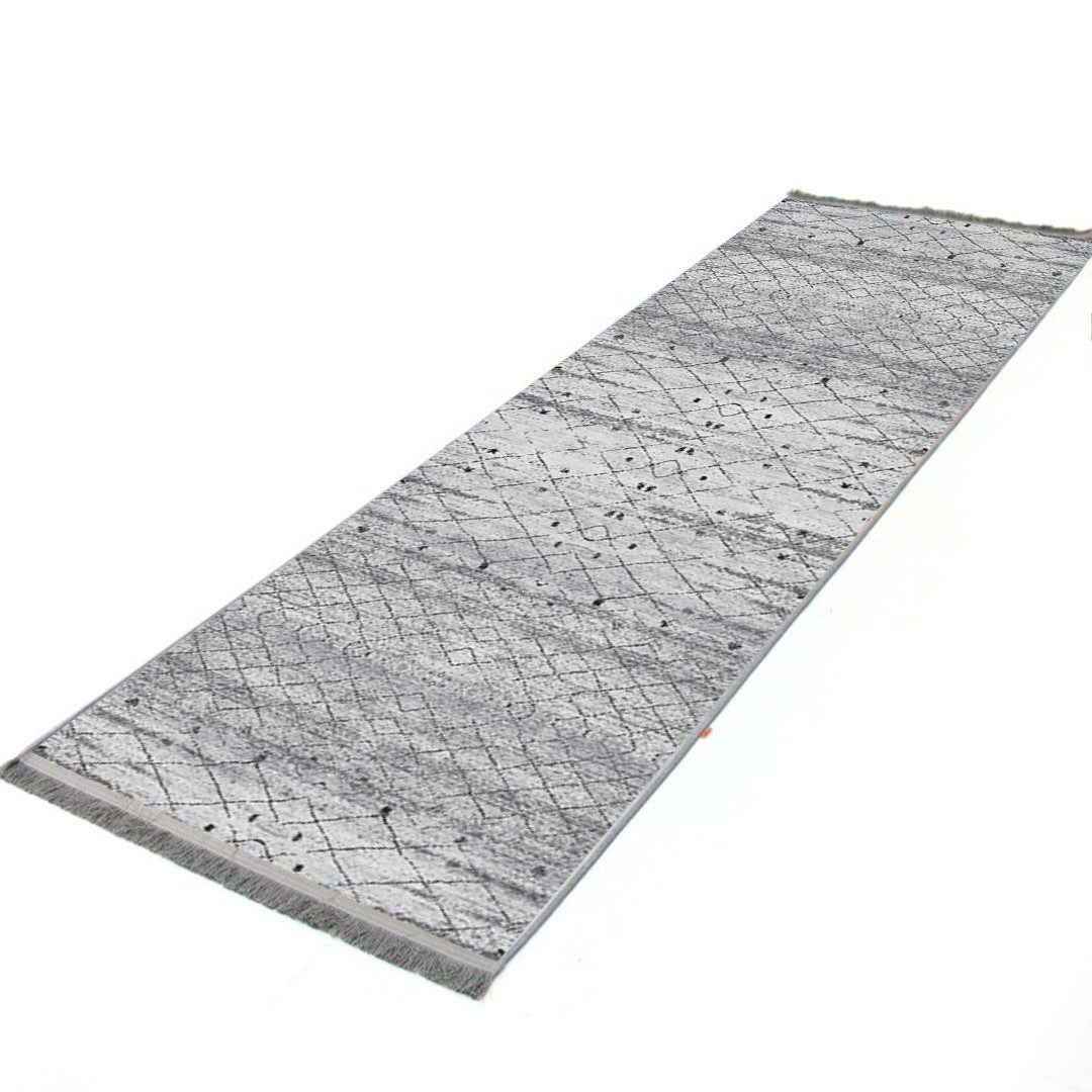 MODEMA - Tappeto lavabile in lavatrice, fondo antiscivolo, tappeto per corridoio 100x300cm Grace Grey - 3