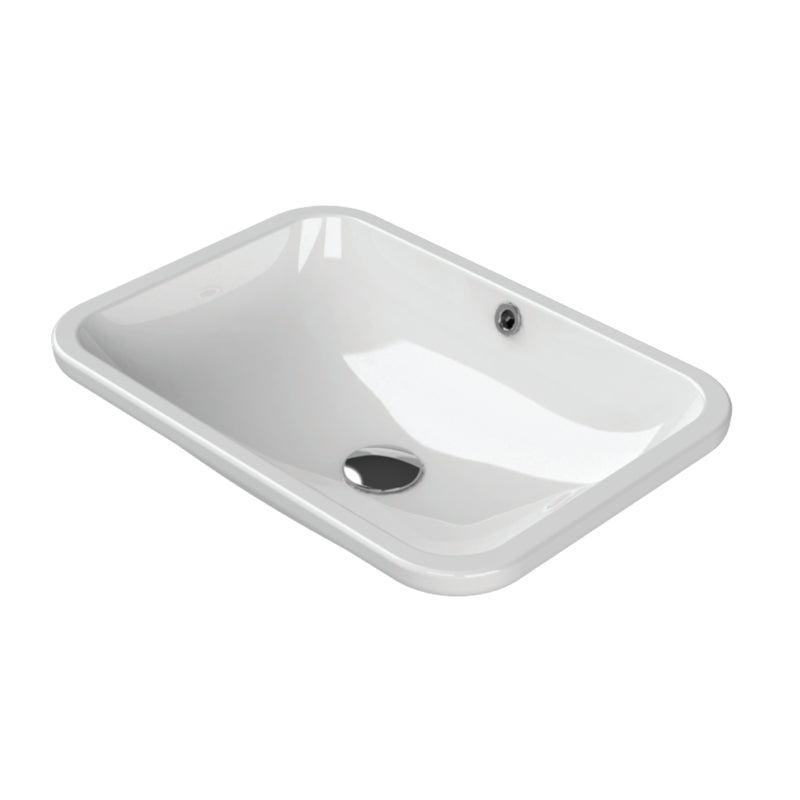 Vasque à encastrer sous plan 55 cm en céramique blanche - Taormine - 4