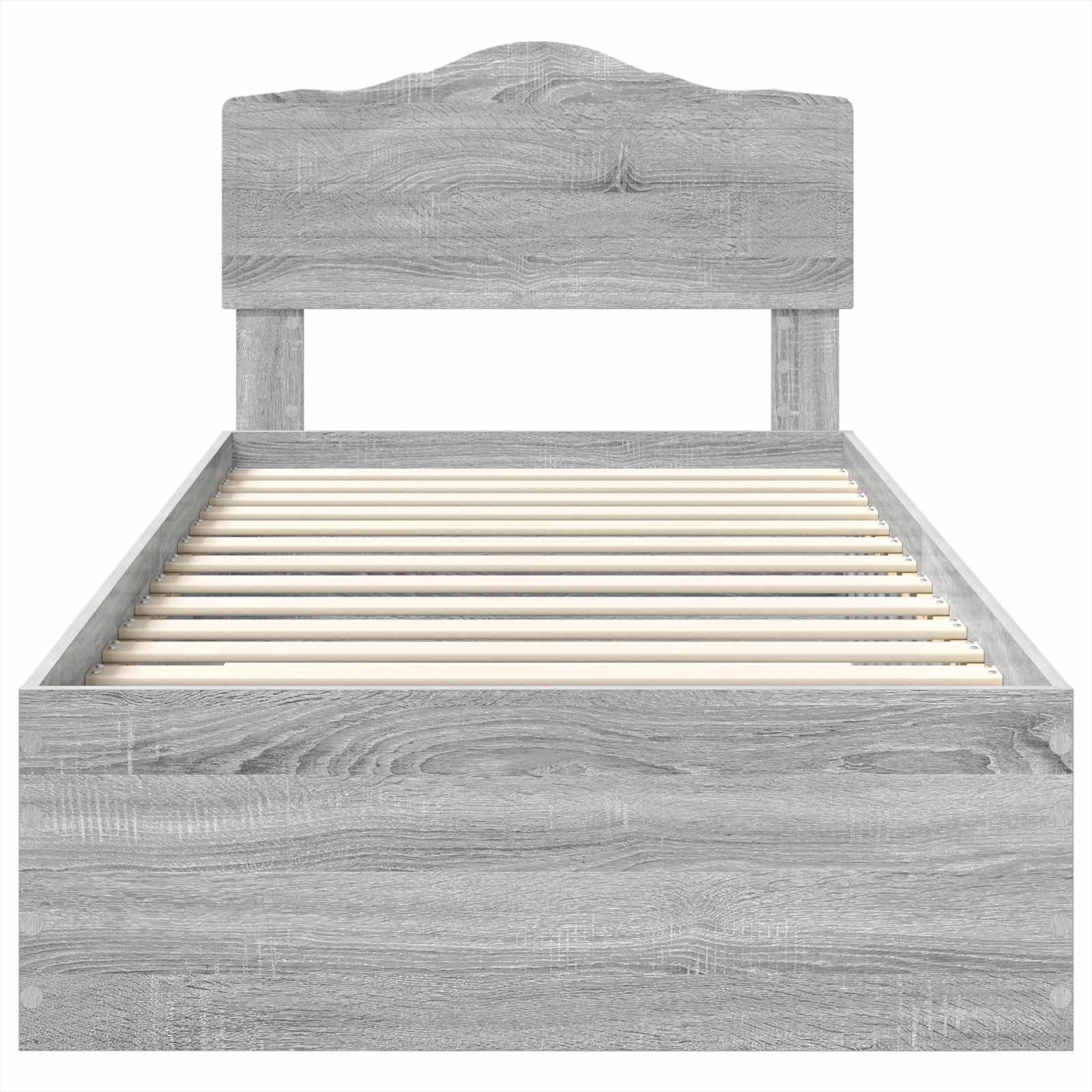 Cadre de lit gris 90 x 190 cm panneau de bois - 7
