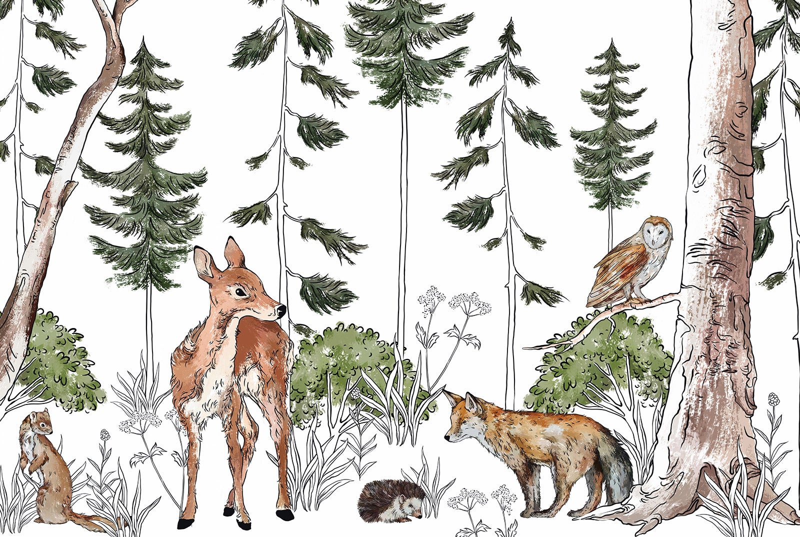 Papier peint panoramique Enfants - Animaux de la Forêt 3617680712191