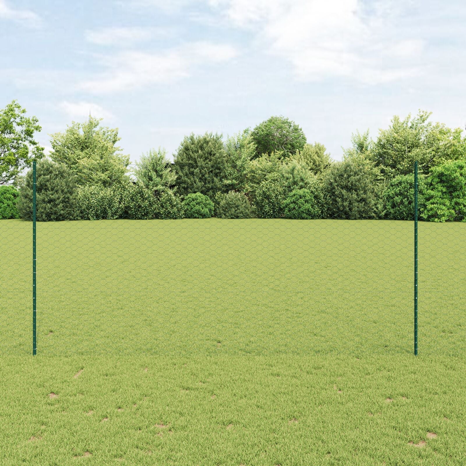 Ogrodzenie z słupkiem Zielony 1,5 x 100 m Stal i PVC vidaXL