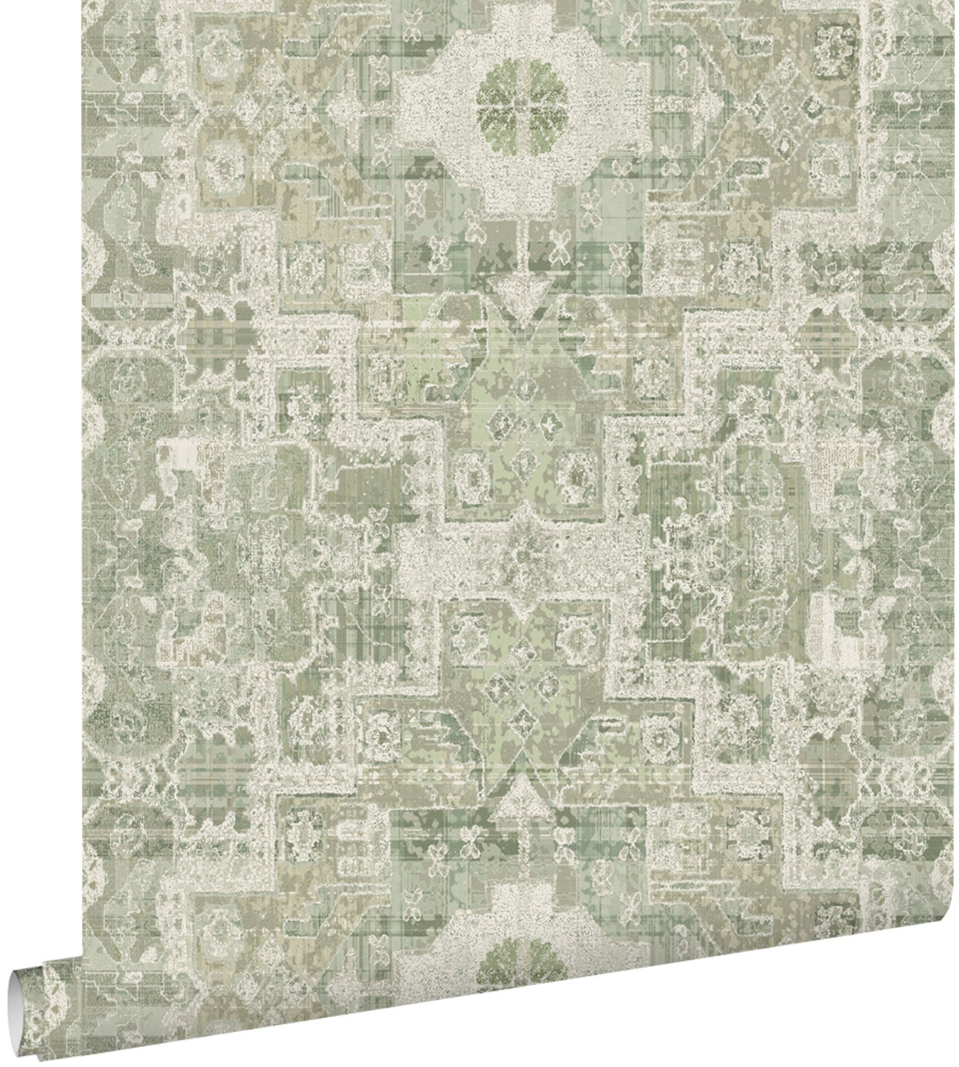 Tapeta orientalny dywan kilim szaro zielonym - 50 x 900 cm - ESTAHOME
